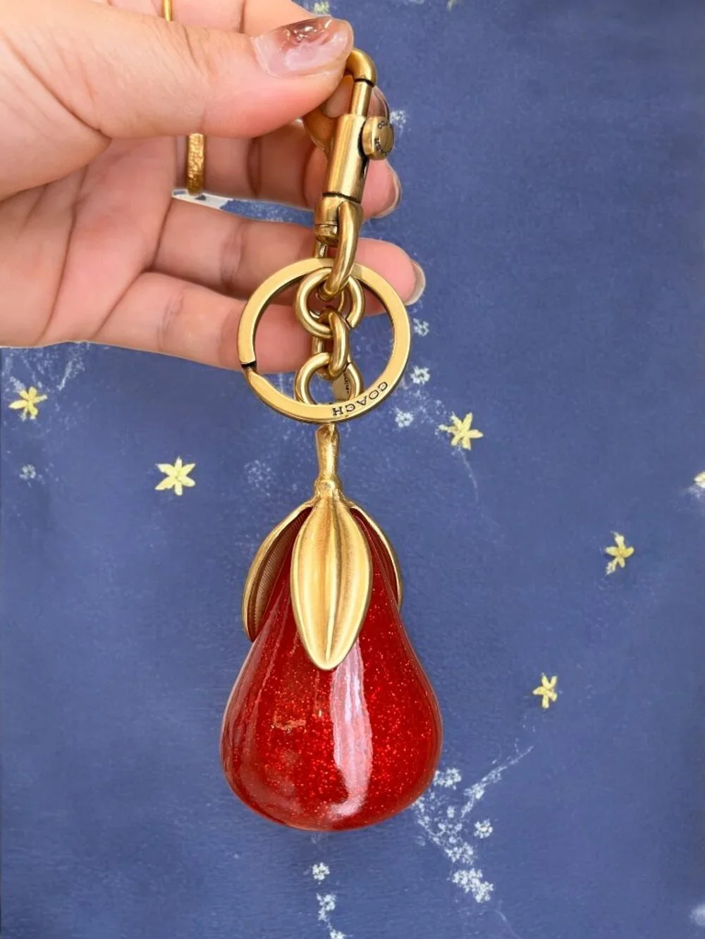 🌸Coach Red and Gold Keychain